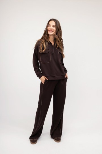 Παντελόνι καφέ τύπου φούτερ - 