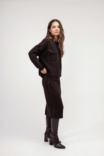 Φούστα καφέ εφαρμοστή  - 