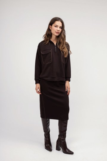 Φούστα καφέ εφαρμοστή  - 