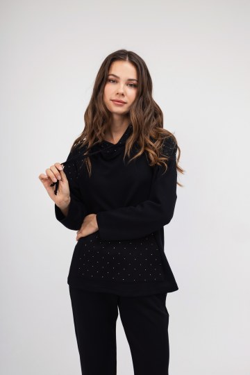Φούτερ-Μπλούζα μαύρο με strass