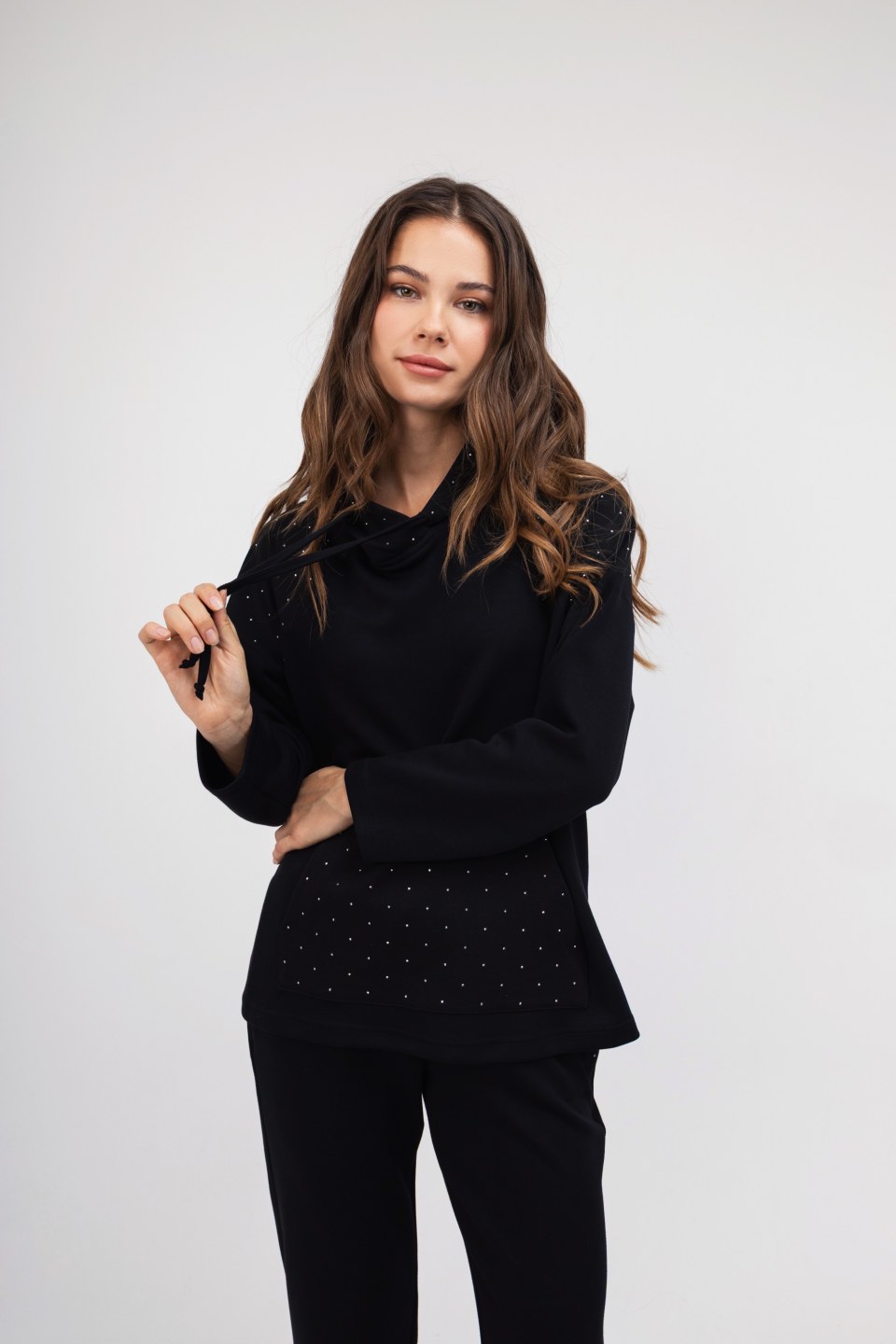 Φούτερ-Μπλούζα μαύρο με strass