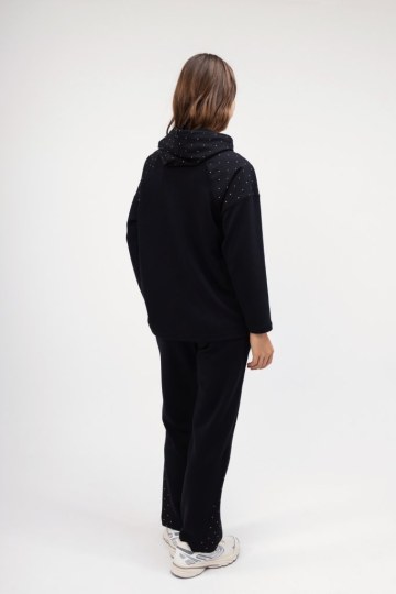 Φούτερ-Μπλούζα μαύρο με strass - 