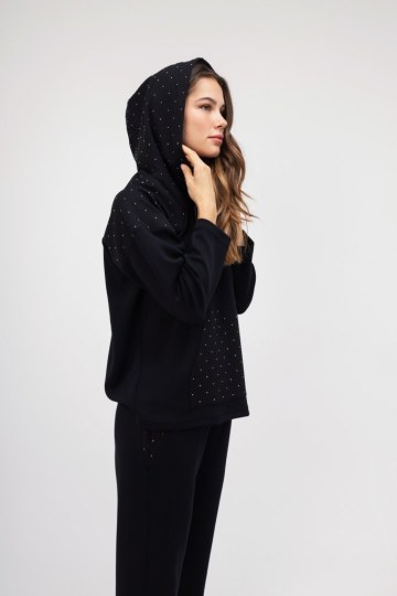 Φούτερ-Μπλούζα μαύρο με strass - 