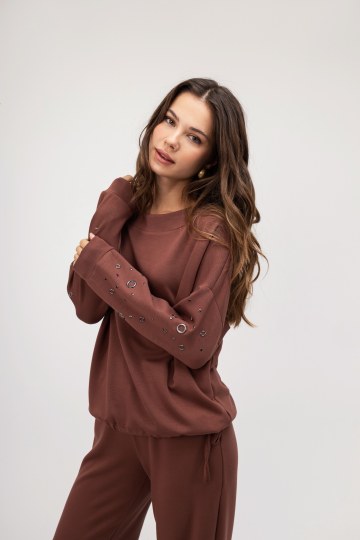 Φούτερ-Μπλούζα κανελί με τρουκς