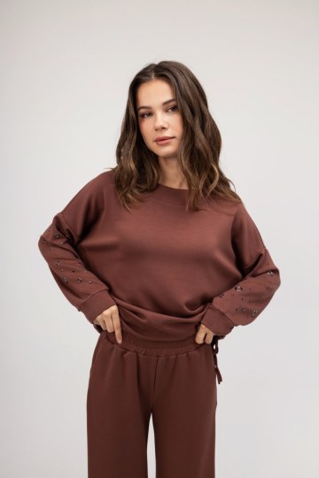 Φούτερ-Μπλούζα κανελί με τρουκς - 