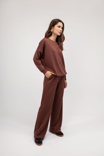 Φούτερ-Μπλούζα κανελί με τρουκς - 