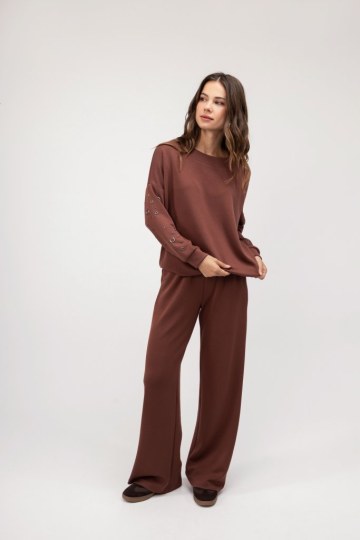 Παντελόνι κανελί άνετο τύπου φούτερ - 