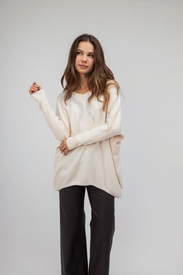 Πουλόβερ εκρού με στρας 