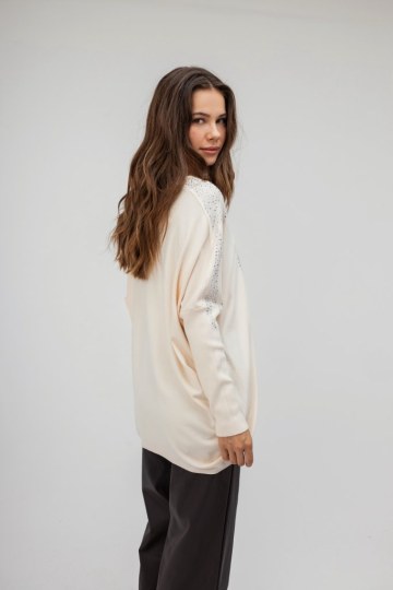 Πουλόβερ εκρού με στρας  - 