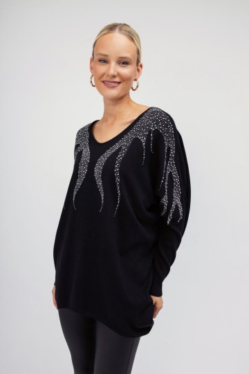 Πουλόβερ μαύρο με στρας 