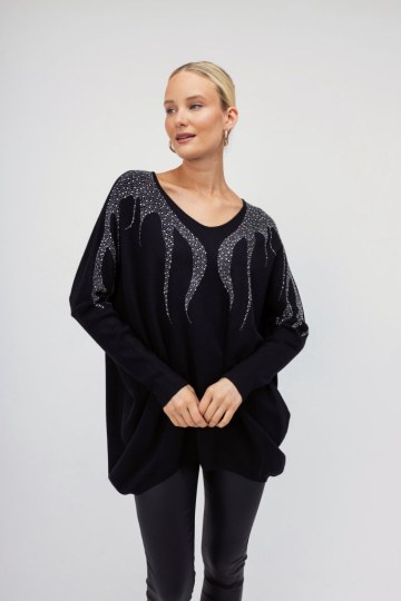 Πουλόβερ μαύρο με στρας  - 