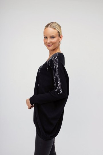 Πουλόβερ μαύρο με στρας  - 