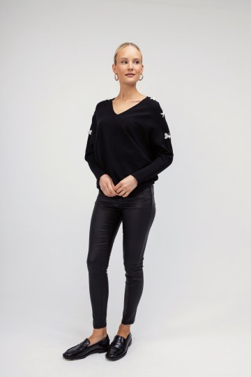 Παντελόνι μαύρο δερματίνη με κουμπί