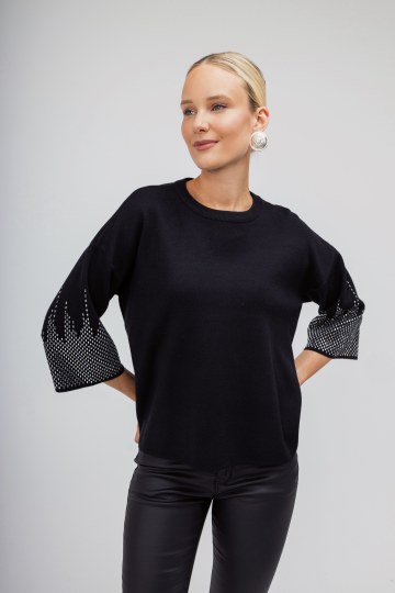 Πουλόβερ μαύρο με strass
