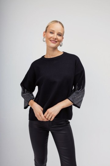 Πουλόβερ μαύρο με strass - 