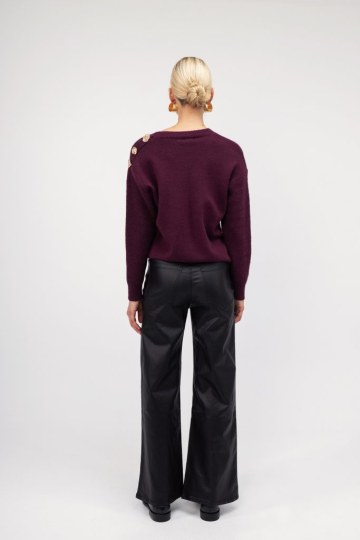 Πουλόβερ μπορντώ με χρυσά διακοσμητικά σχέδια - 