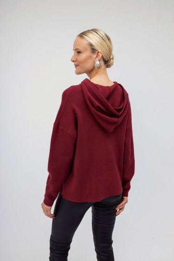 Πουλόβερ - Φούτερ μπορντό με αστέρι και κουκούλα - 