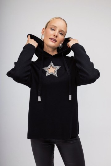 Πουλόβερ - Φούτερ μσαύρο με αστέρι και κουκούλα - 