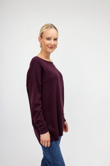 Πουλόβερ μπορντό μονόχρωμο με ιδιαίτερο σχέδιο