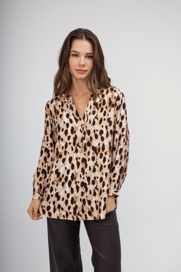 Πουκάμισο μπεζ με λεοπάρ σχέδιο
