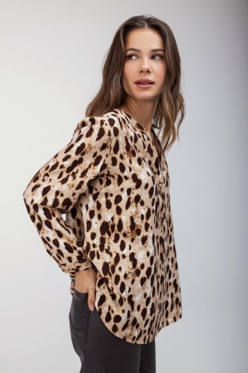 Πουκάμισο μπεζ με λεοπάρ σχέδιο - 