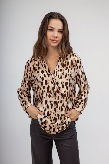 Πουκάμισο μπεζ με λεοπάρ σχέδιο - 