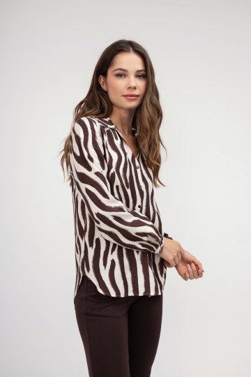 Πουκάμισο καφέ animal print