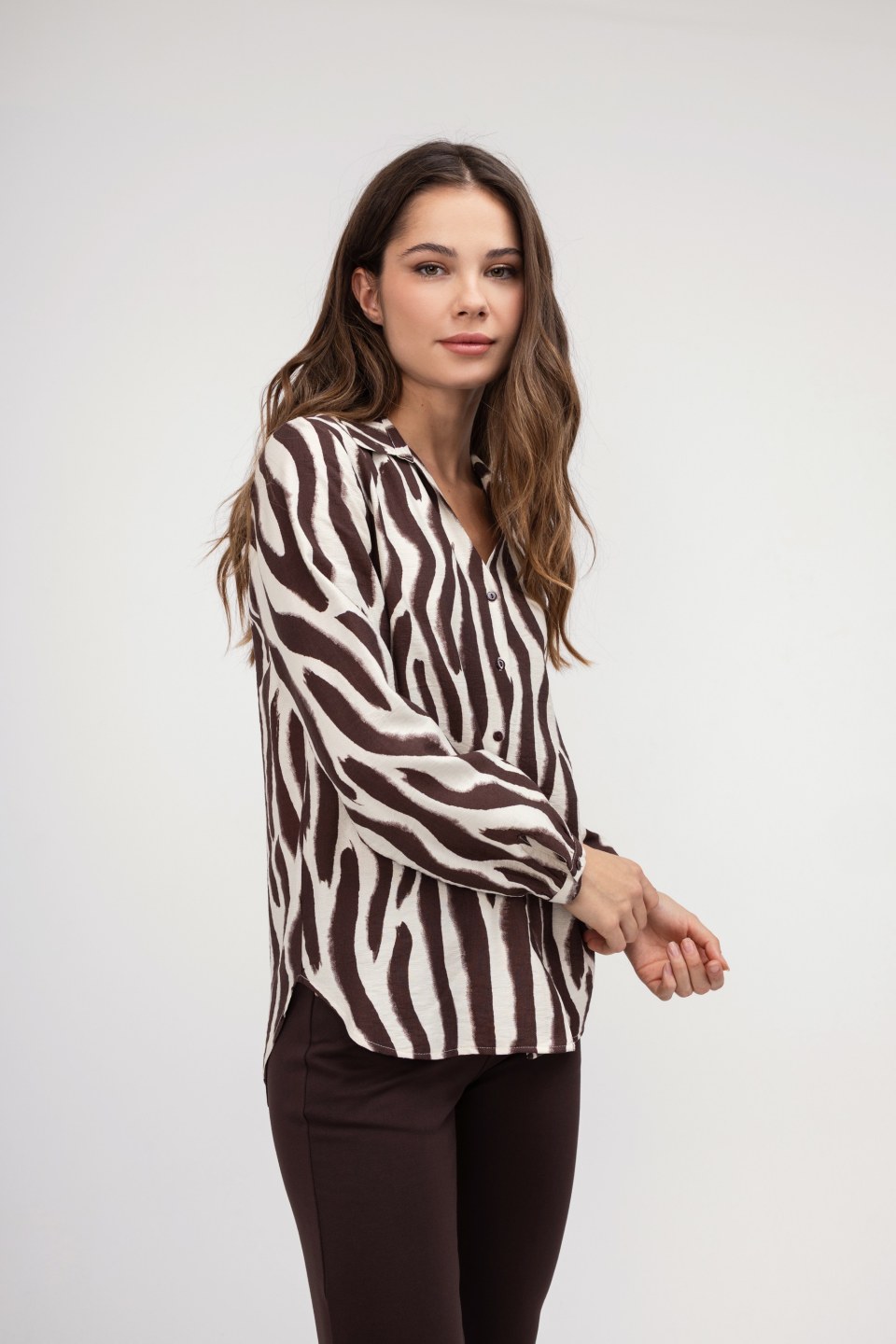 Πουκάμισο καφέ animal print