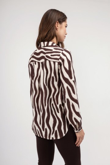 Πουκάμισο καφέ animal print - 