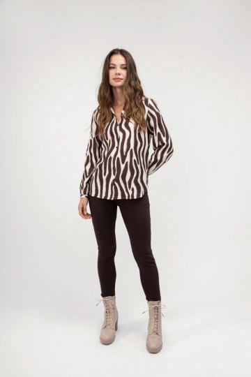 Πουκάμισο καφέ animal print - 
