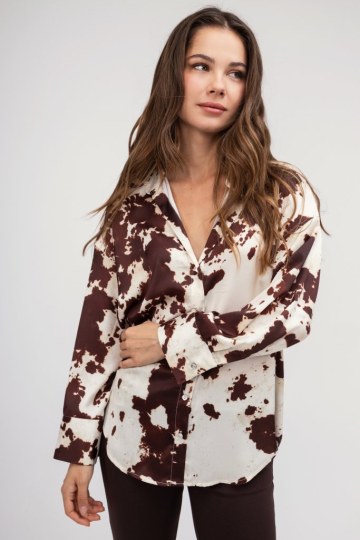 Πουκάμισο μπεζ με animal print σχέδιο - 