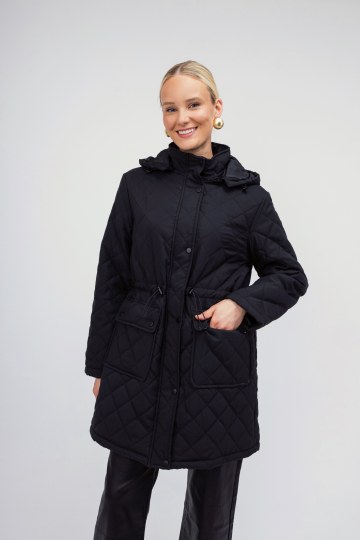 Μπουφάν μαύρο με φερμουάρ και κουκούλα