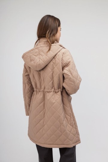 Μπουφάν μπεζ με φερμουάρ και κουκούλα - 