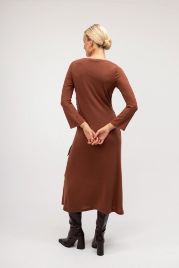 Φόρεμα εκάι με σούρα και κορδόνι - 