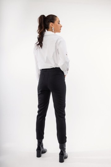 Παντελόνι μαύρο υφασμάτινο με κουμπί - 