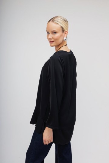Μπλούζα oversized μαύρη μονόχρωμη  - 
