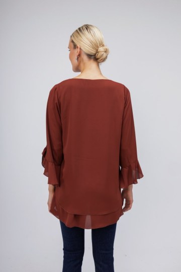 Μπλούζα εκάι oversized με ασημί φιογκάκι - 