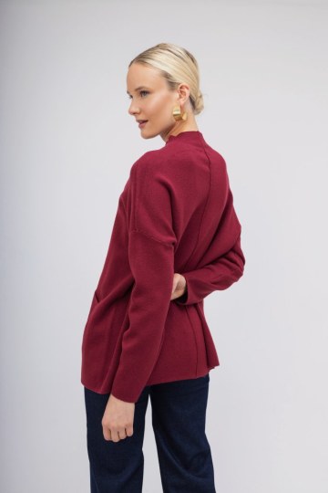 Πουλόβερ μπορντώ με τσέπες - 