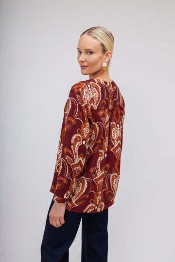 Πουκάμισο μπορντό με λαχούρια σχέδια - 