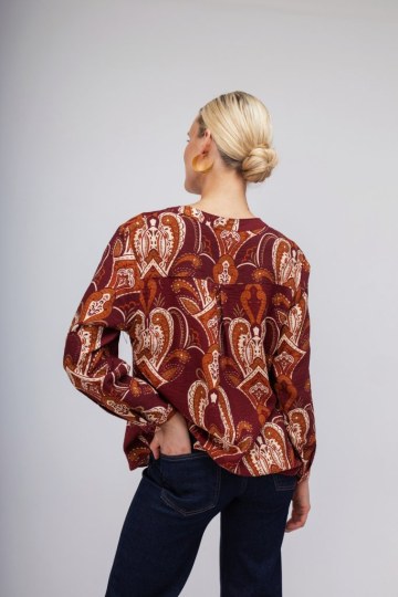 Πουκάμισο μπορντό με λαχούρια σχέδια - 