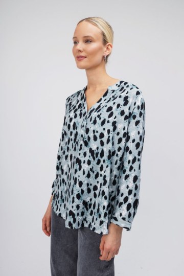 Πουκάμισο γαλάζιο με λεοπάρ σχέδιο - 