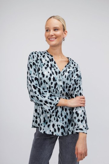 Πουκάμισο γαλάζιο με λεοπάρ σχέδιο - 