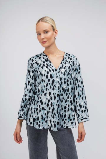 Πουκάμισο γαλάζιο με λεοπάρ σχέδιο - 