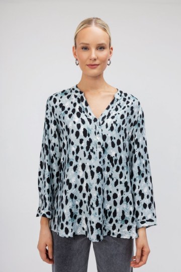 Πουκάμισο γαλάζιο με λεοπάρ σχέδιο - 