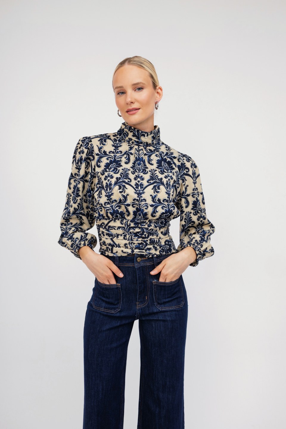 Πουκάμισο μπλε εμπριμέ με λαχούρια