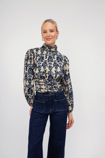 Πουκάμισο μπλε εμπριμέ με λαχούρια - 