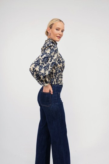 Πουκάμισο μπλε εμπριμέ με λαχούρια - 