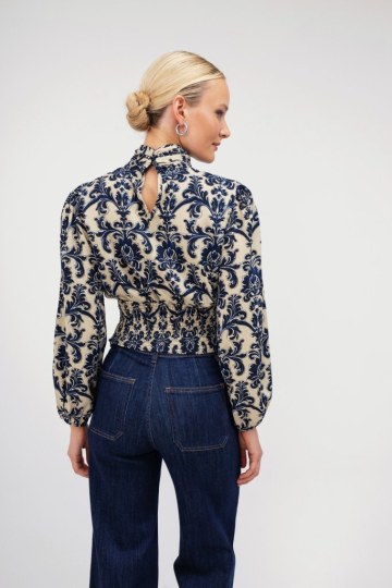 Πουκάμισο μπλε εμπριμέ με λαχούρια - 