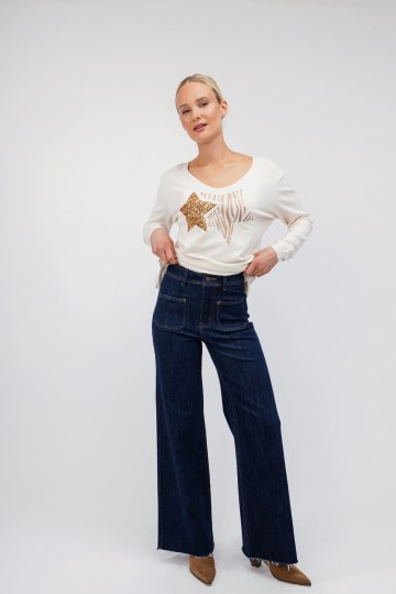 Tζιν Παντελόνι μπλε καμπάνα και τσέπες