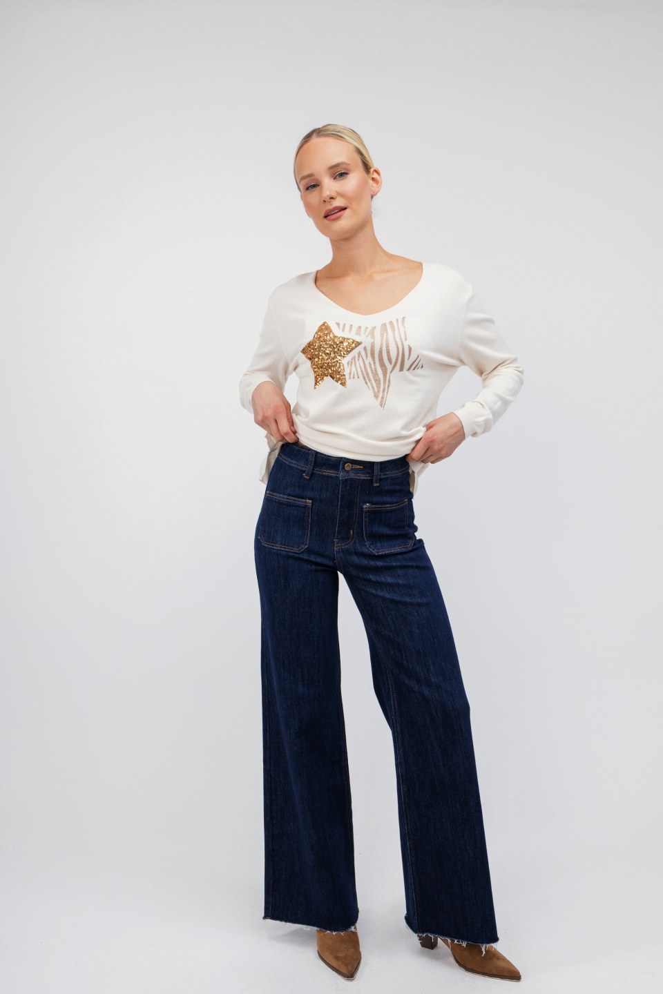 Tζιν Παντελόνι μπλε καμπάνα και τσέπες